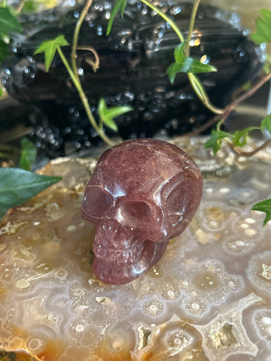 Strawberry Quartz Skull