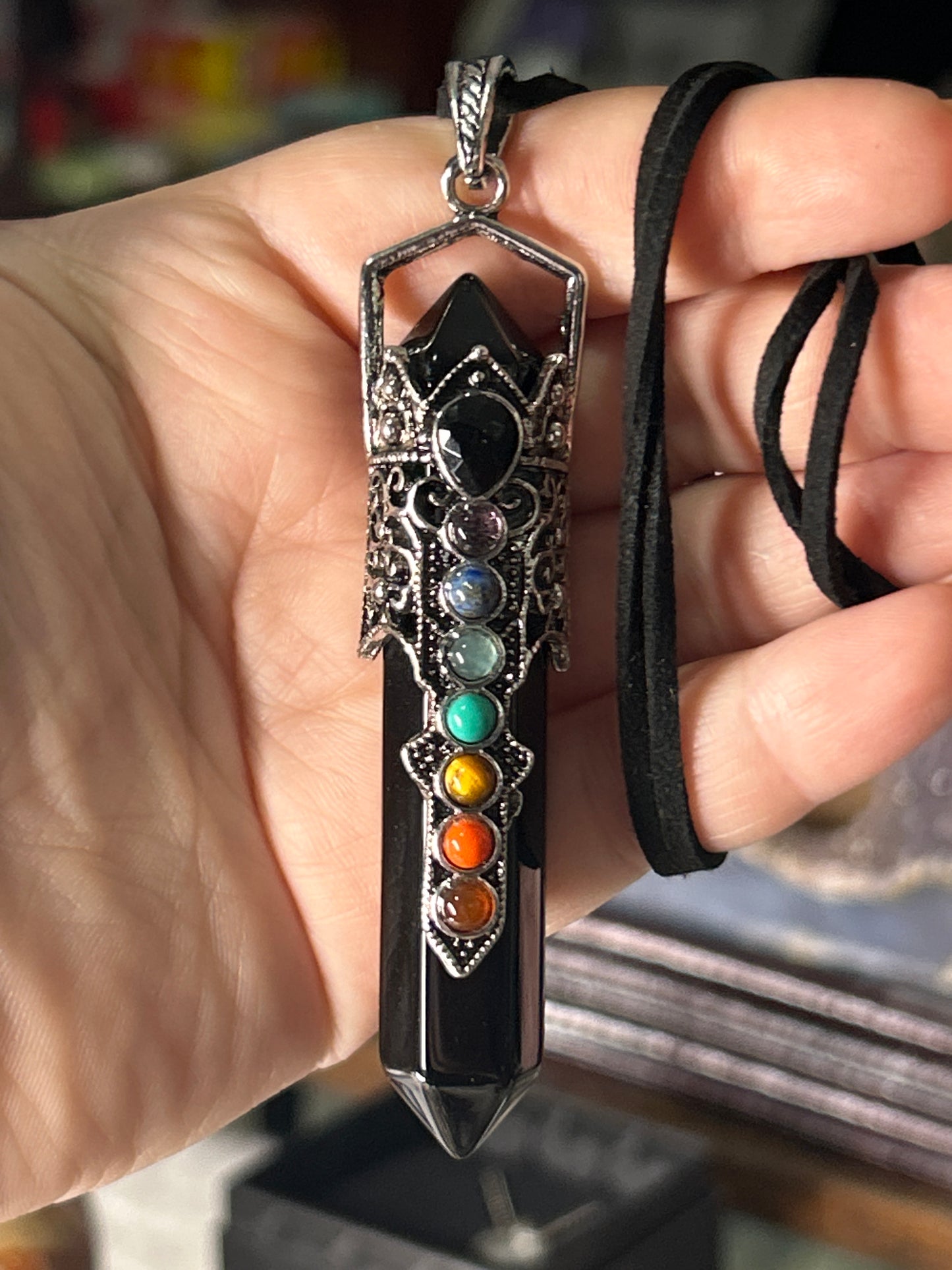 Obsidian Chakra Necklace