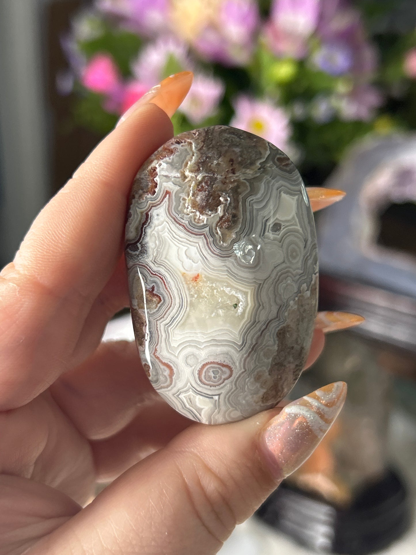 Mexican Lace Agate Palm Stone