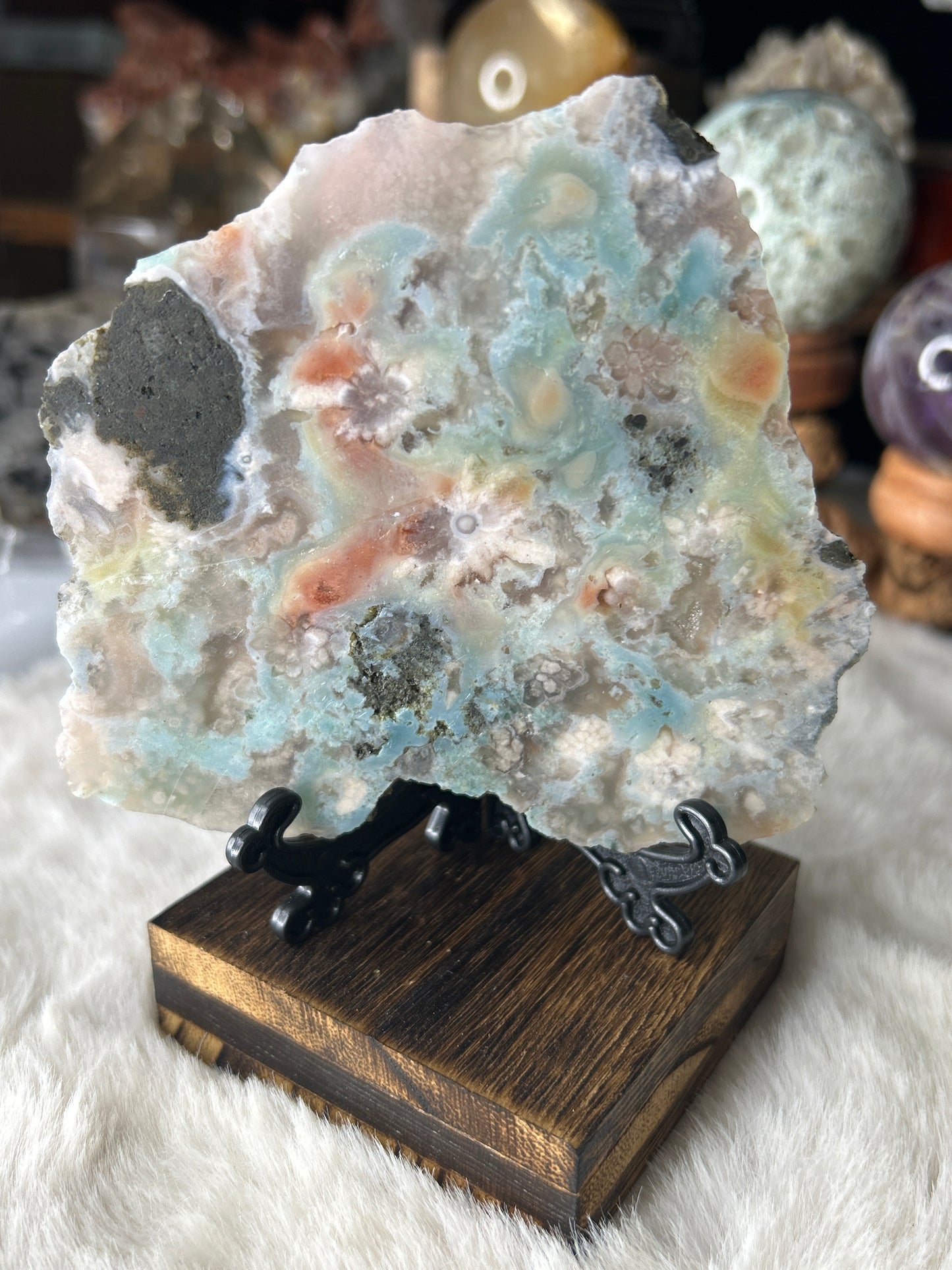 Green Flower Agate Slab