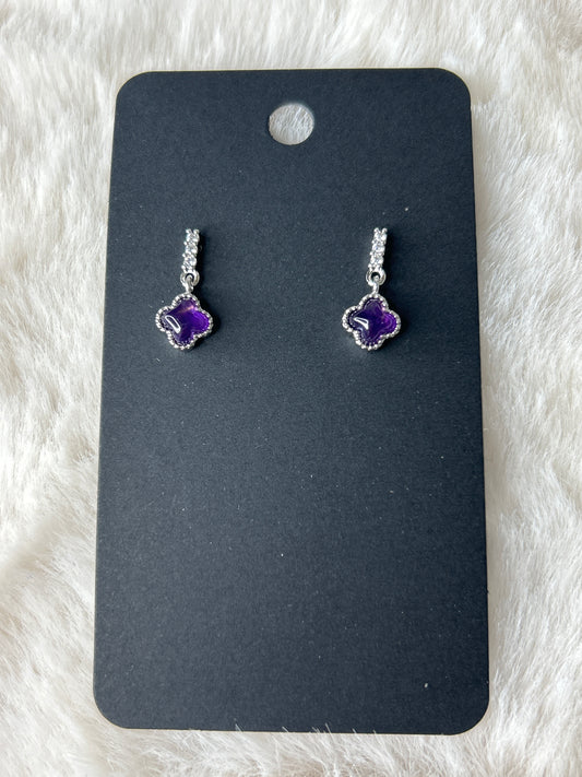 Amethyst Clover Studs 925 Sterling Silver