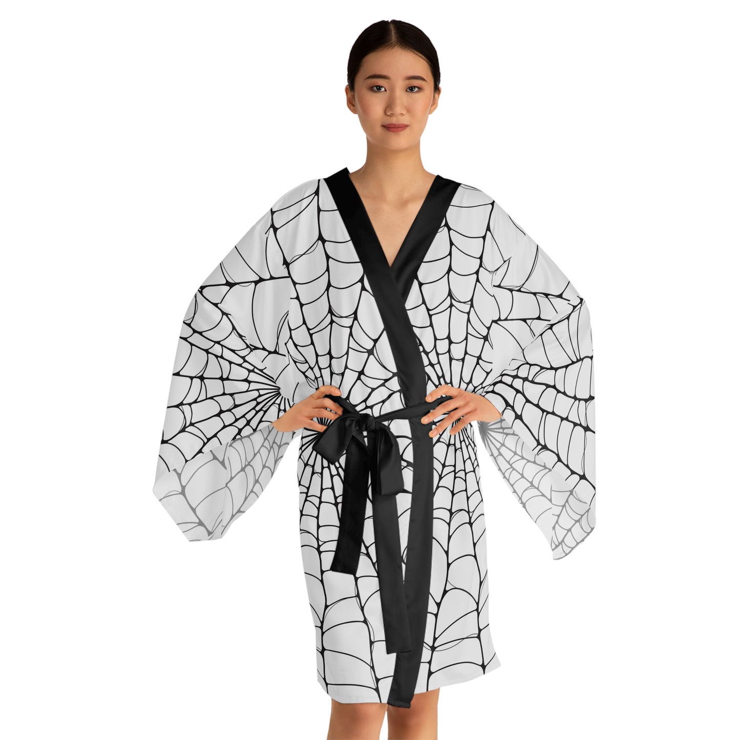 Cobweb Long Sleeve Kimono Robe (AOP)