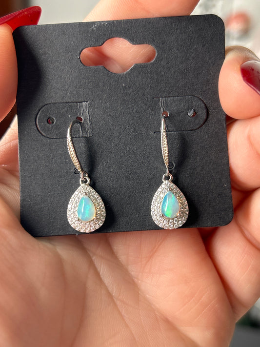 925 Sterling Silver Opal Earrings