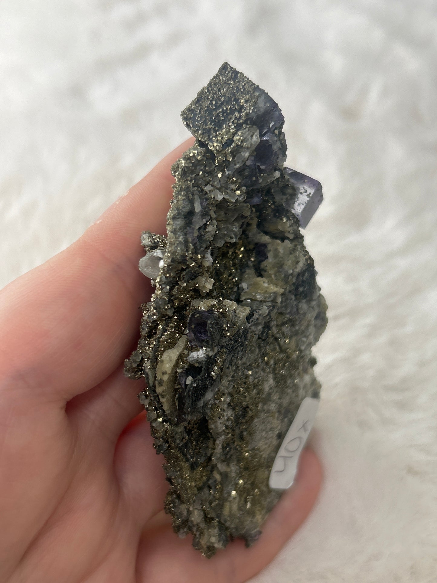 Pyrite on Cubic Fluorite