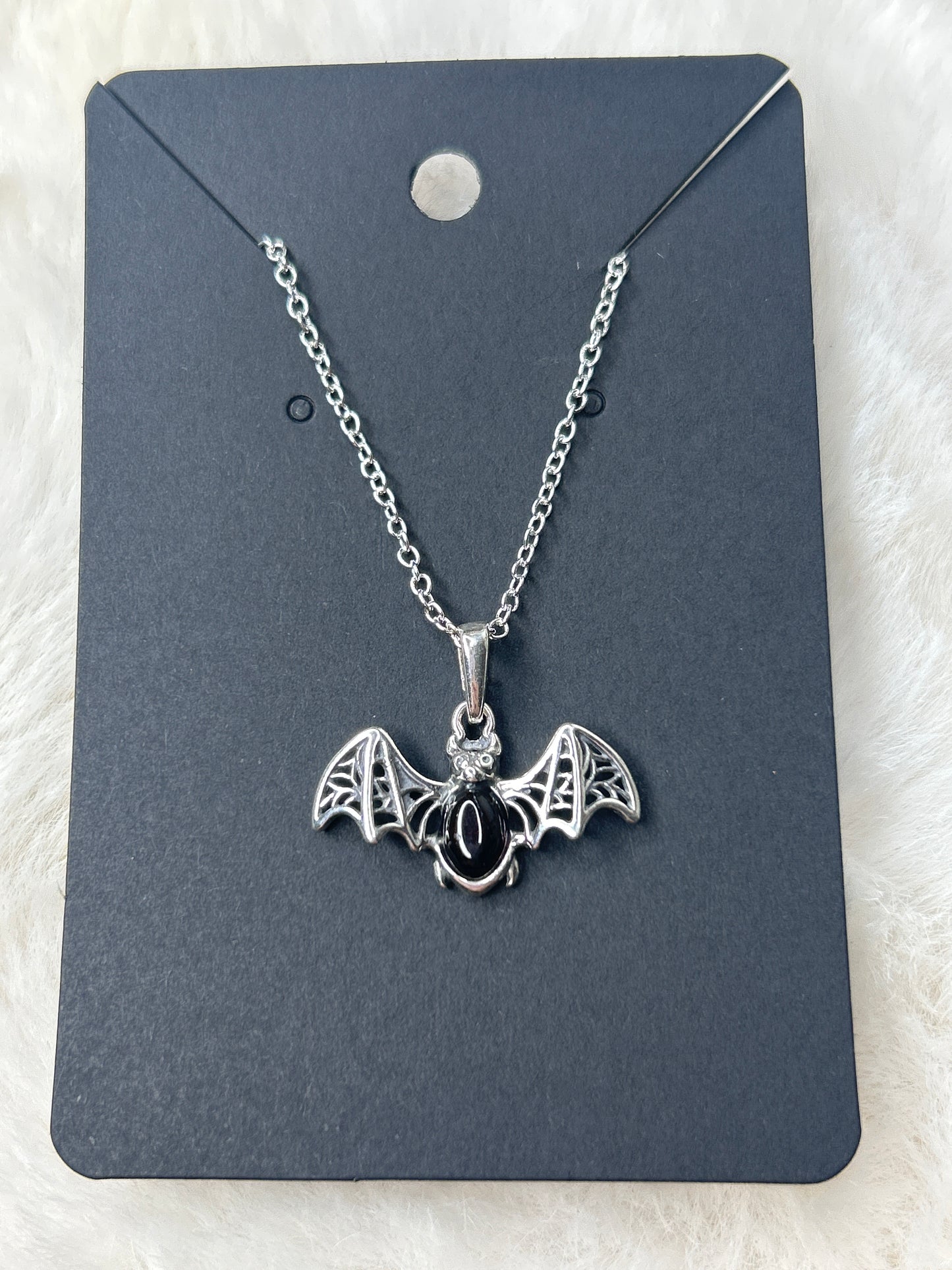 Cherry Amber Bat Necklace 925 Sterling Silver