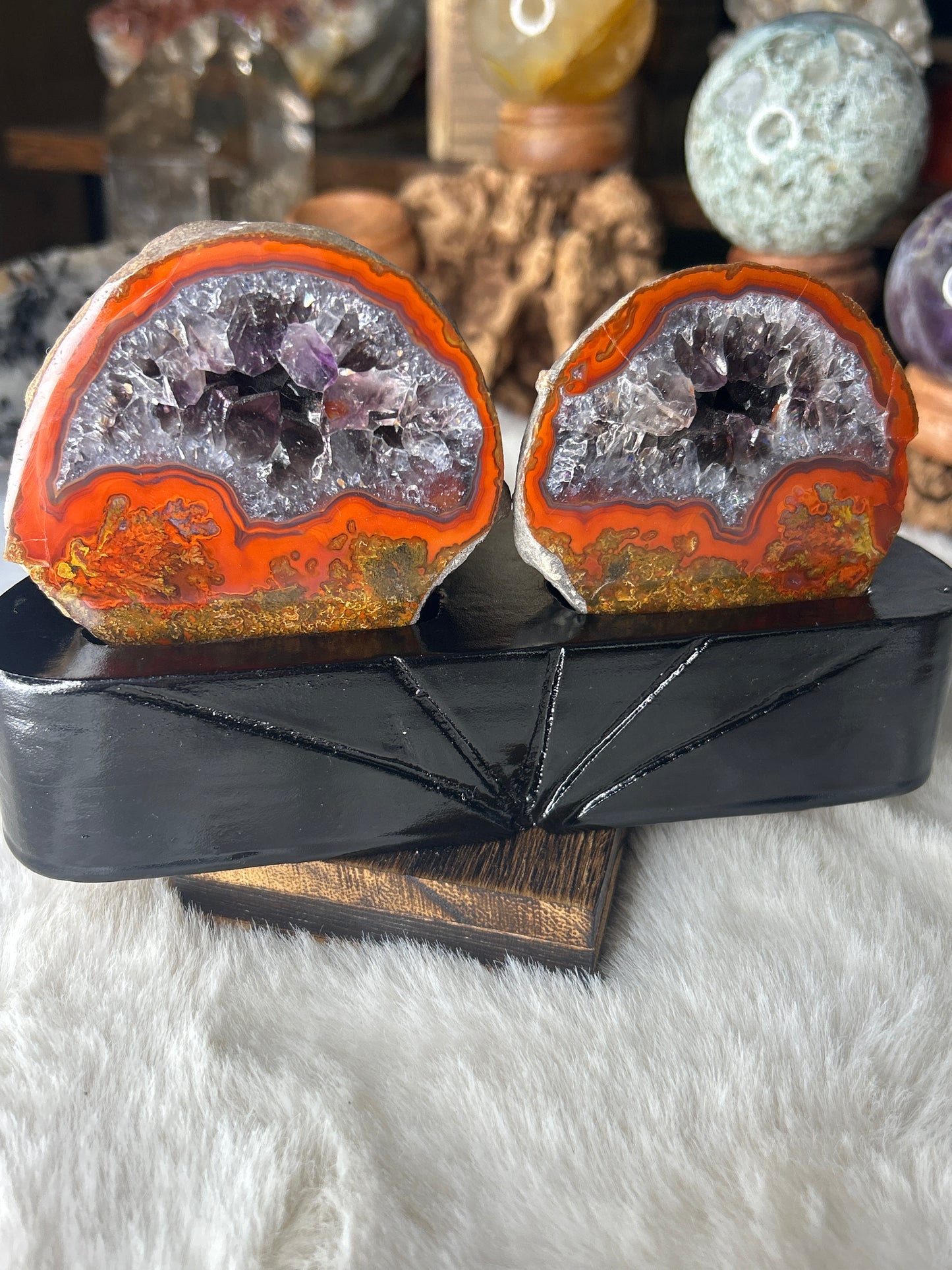 XL Zhanguo Agate with Amethyst Pair
