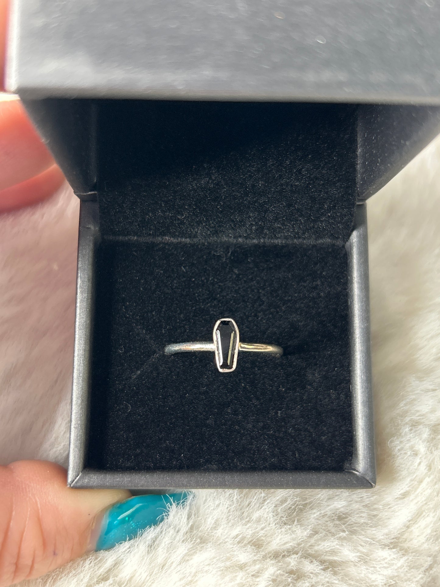 Tourmaline Coffin Ring- Size 8