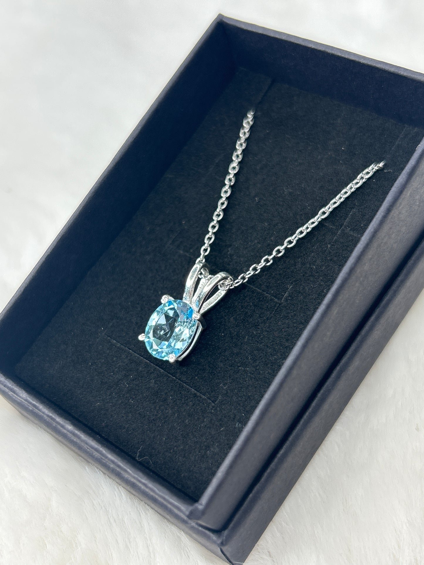 Faceted Blue Topaz Necklace