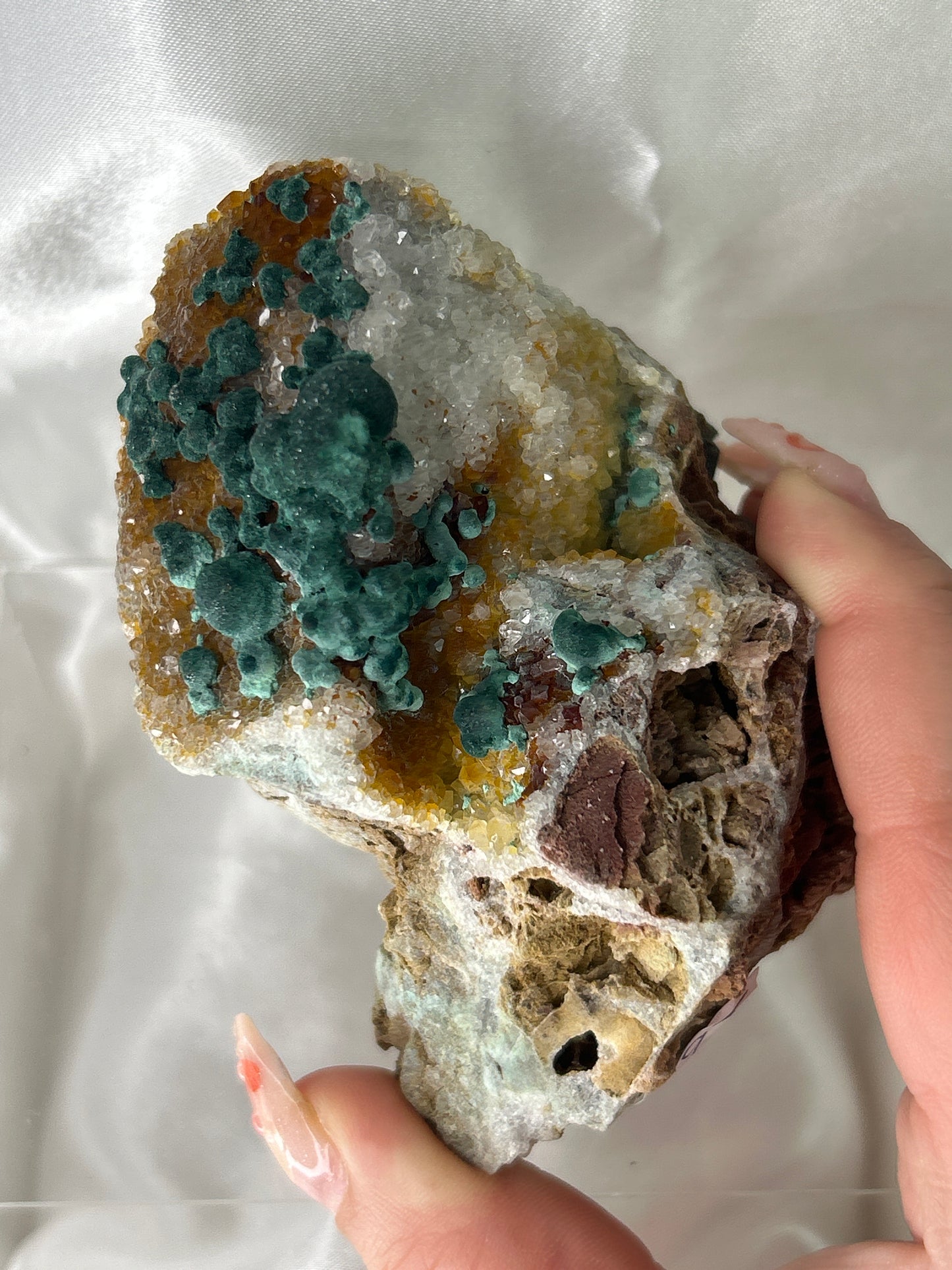 Botryoidal Malachite on Quartz