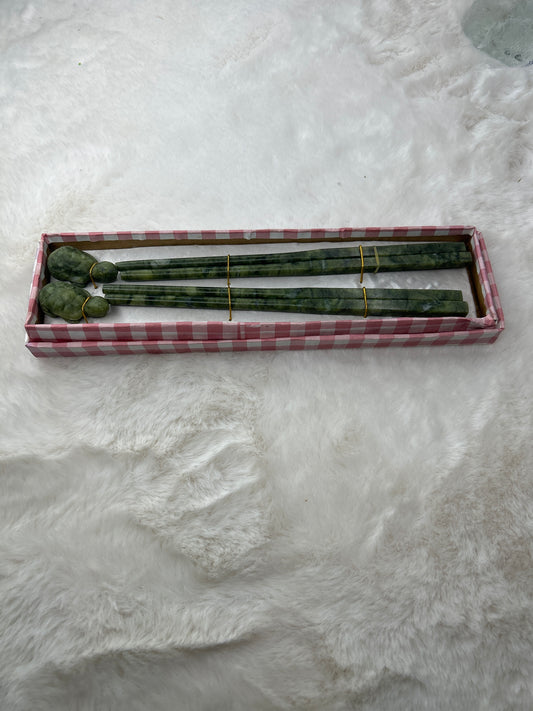 Jade Chopstick & Turtle rest set