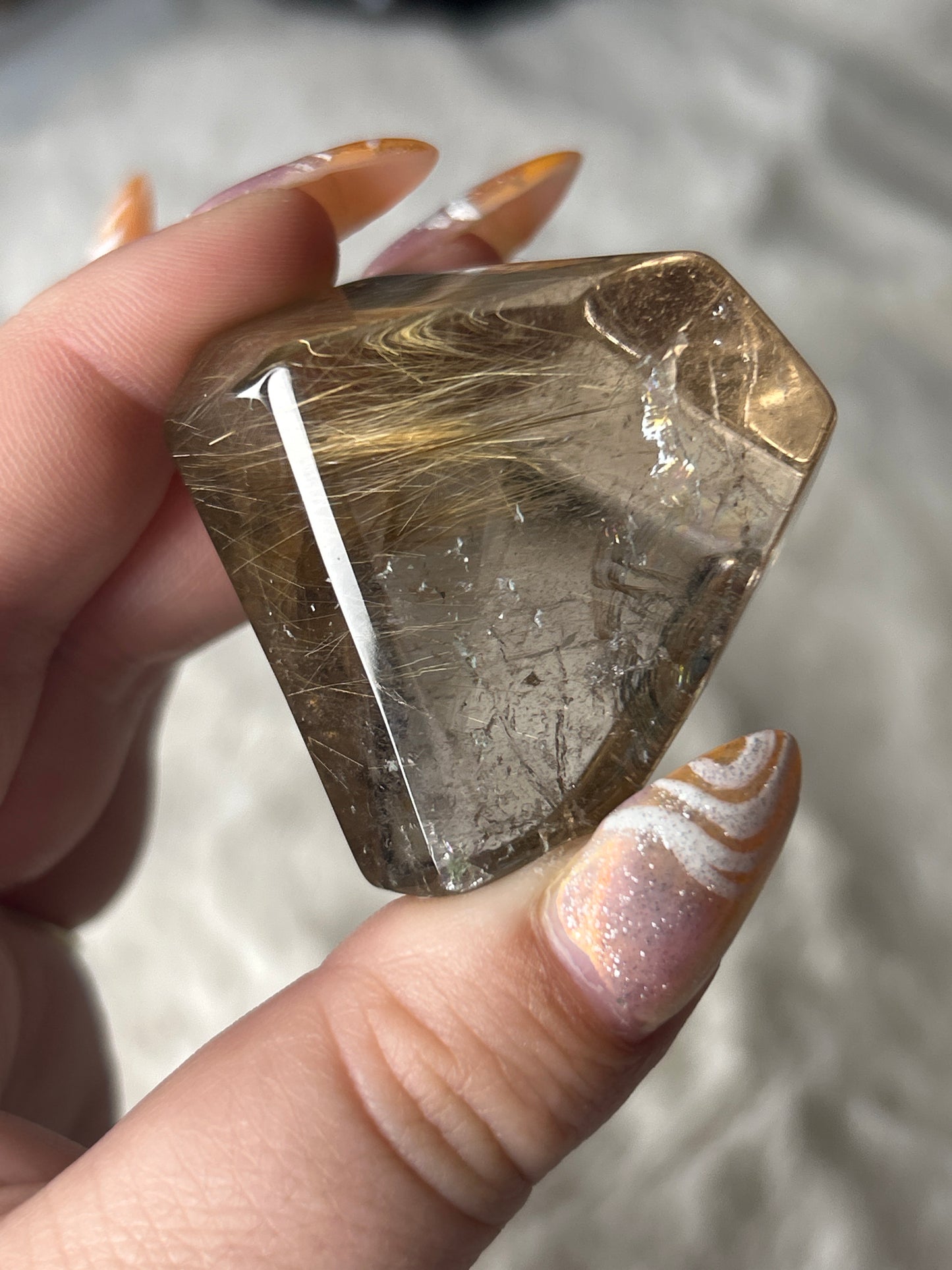 Golden Rutile in Smoky Quartz Free Form