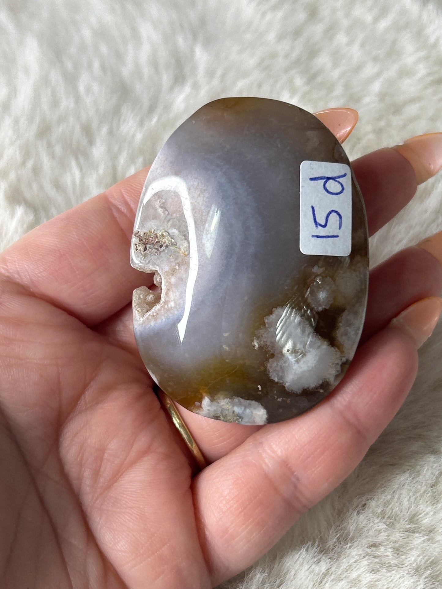 Flower Agate Palm Stone