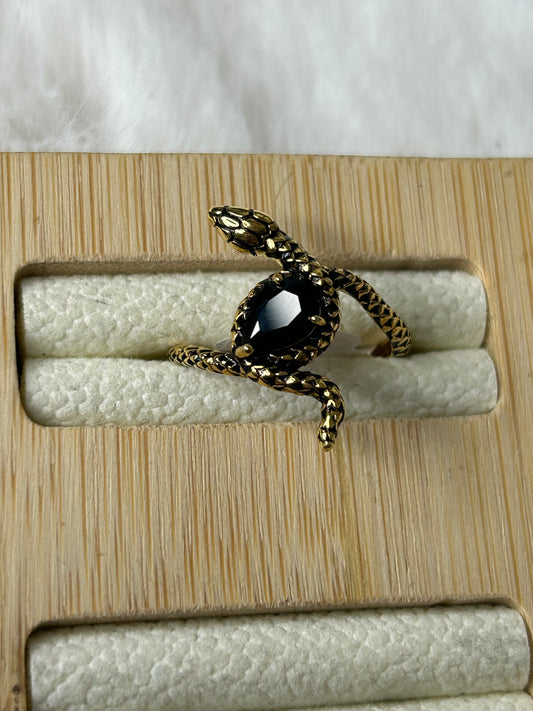 Obsidian Snake Ring