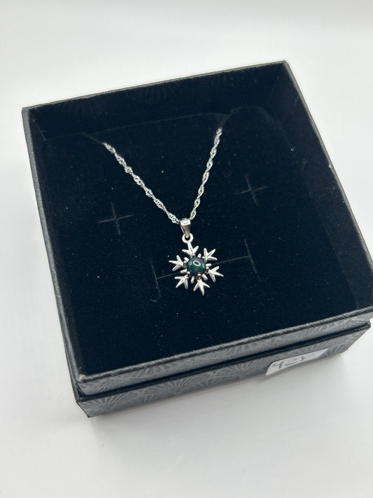 925 Black Opal Snowflake Necklace