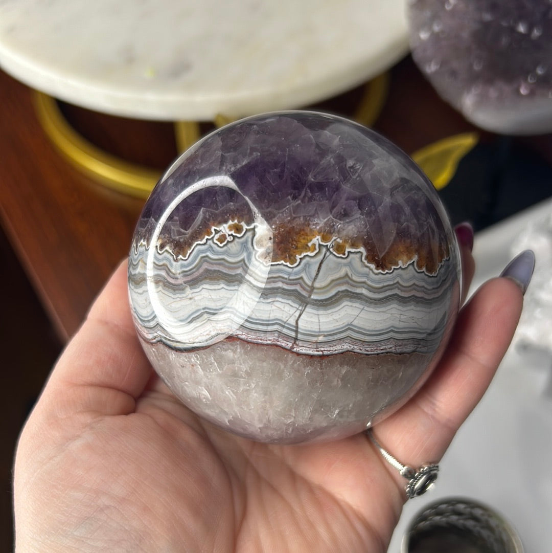 Amethyst x Agate Sphere