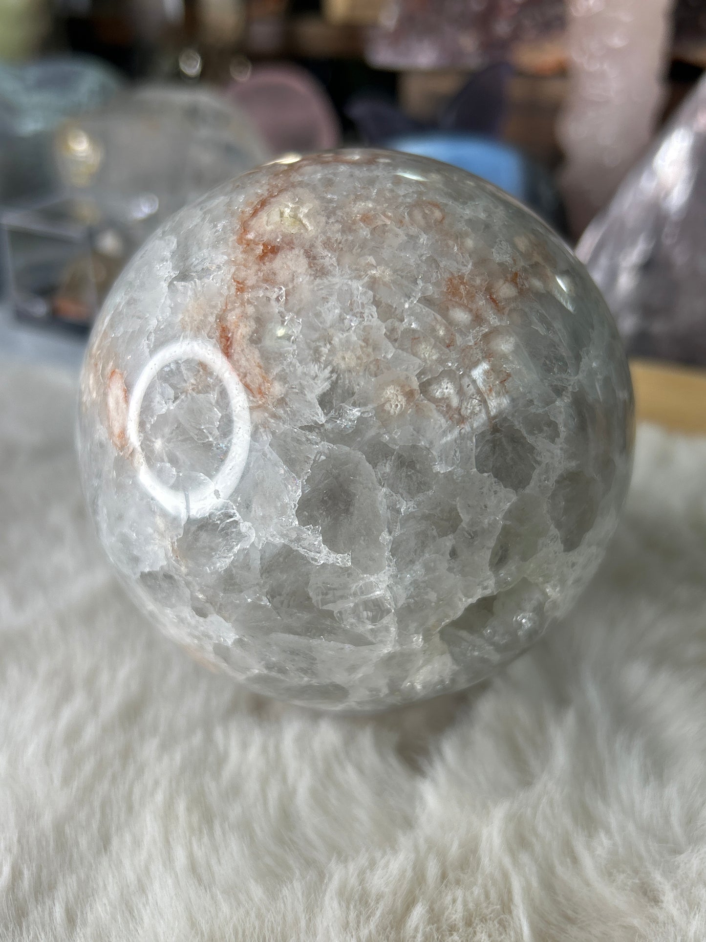 XL Flower Agate x Green Quartz Sphere