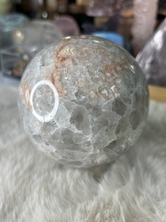 XL Flower Agate x Green Quartz Sphere