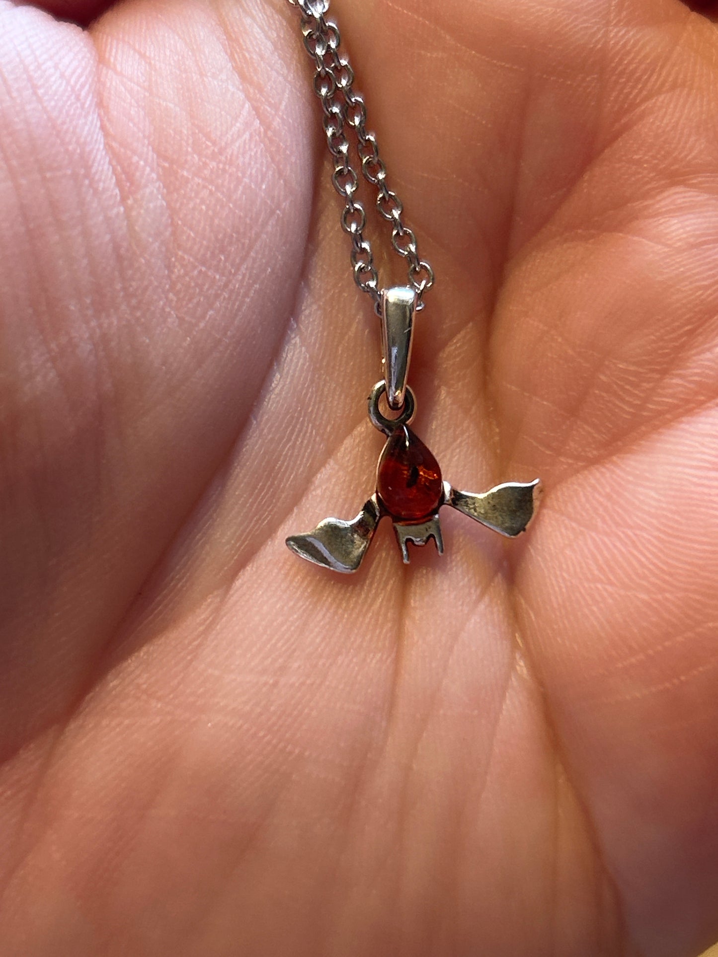 Cherry Amber Bat Necklace