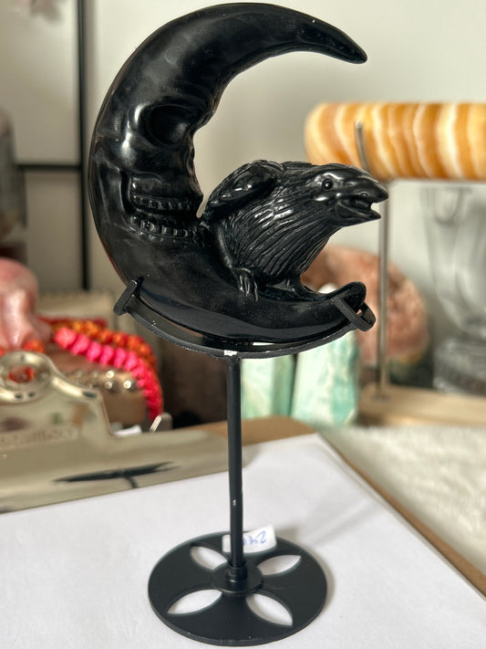Obsidian Raven on moon