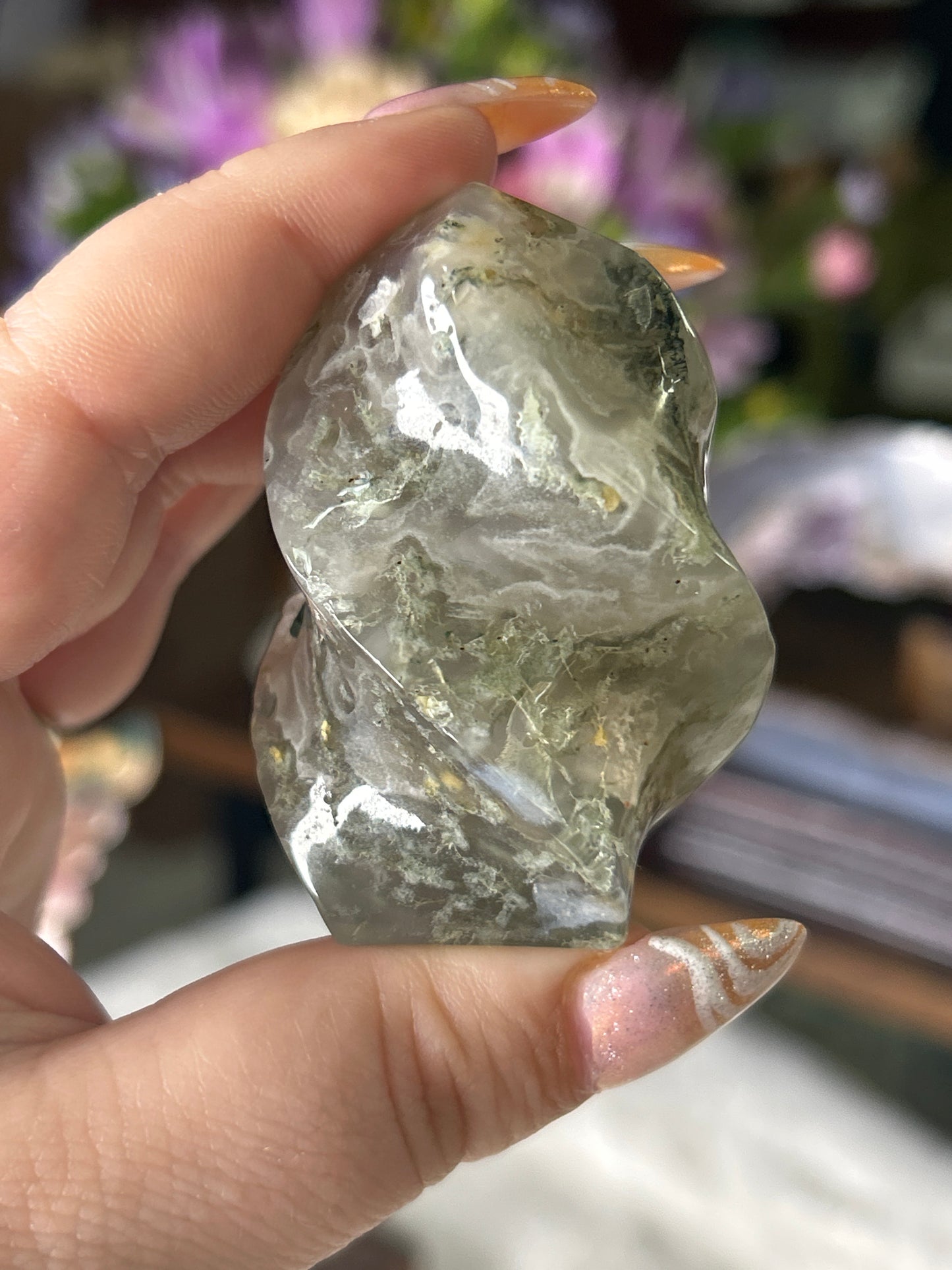 Mini Moss Agate Flame