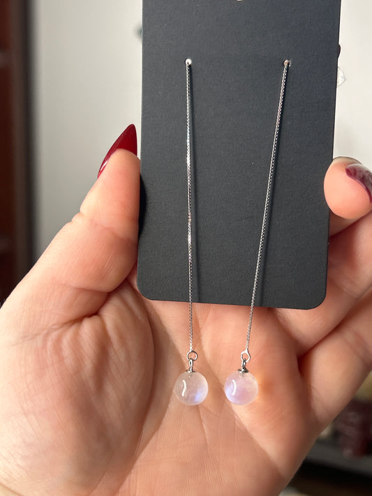 925 Sterling Silver Moonstone Thread Earrings