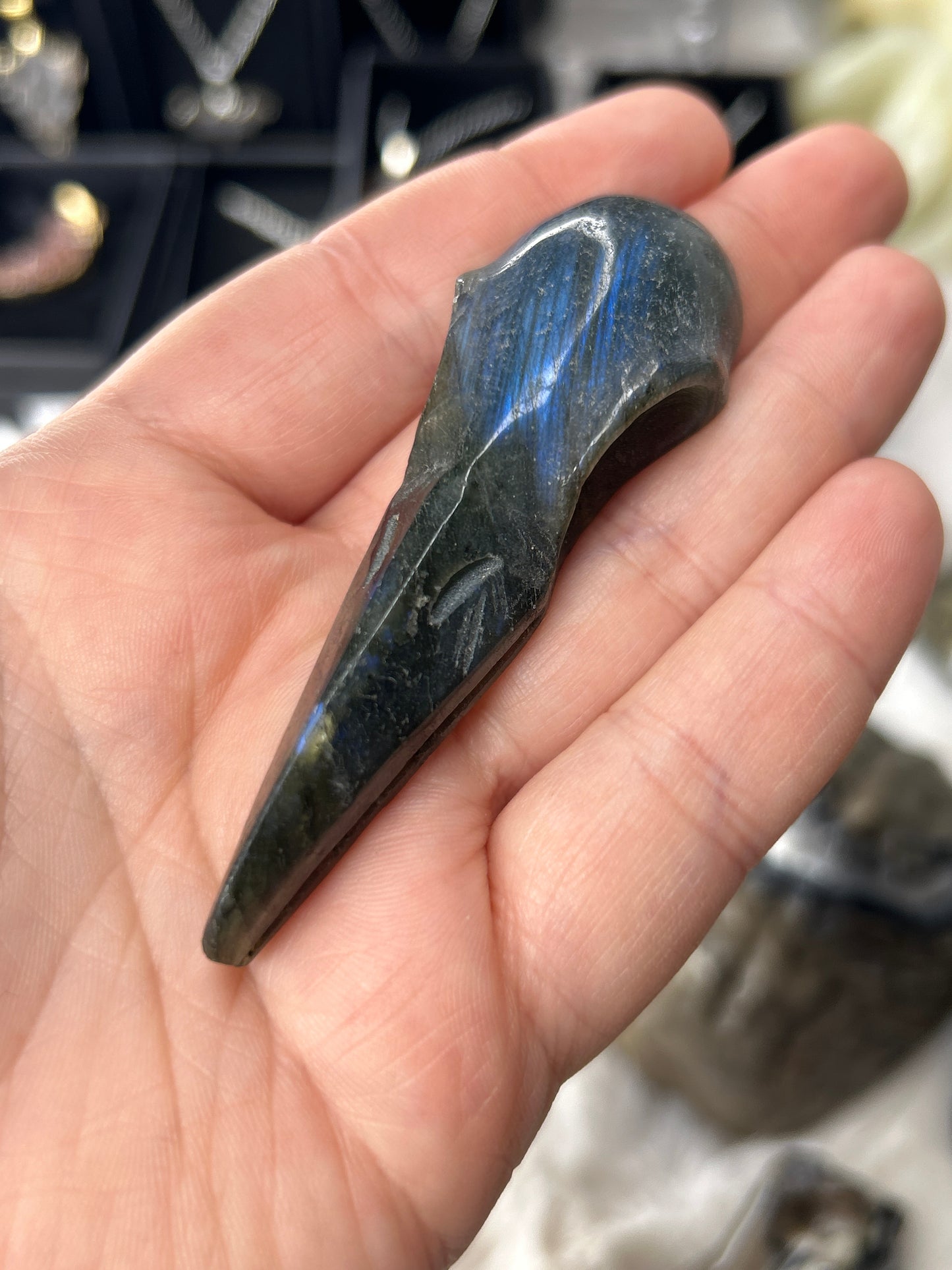 Labradorite Raven Skull