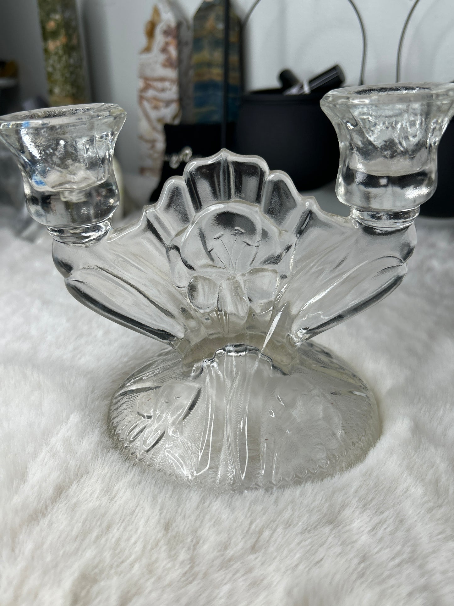 Vintage Glass Candelabra Sphere Stand