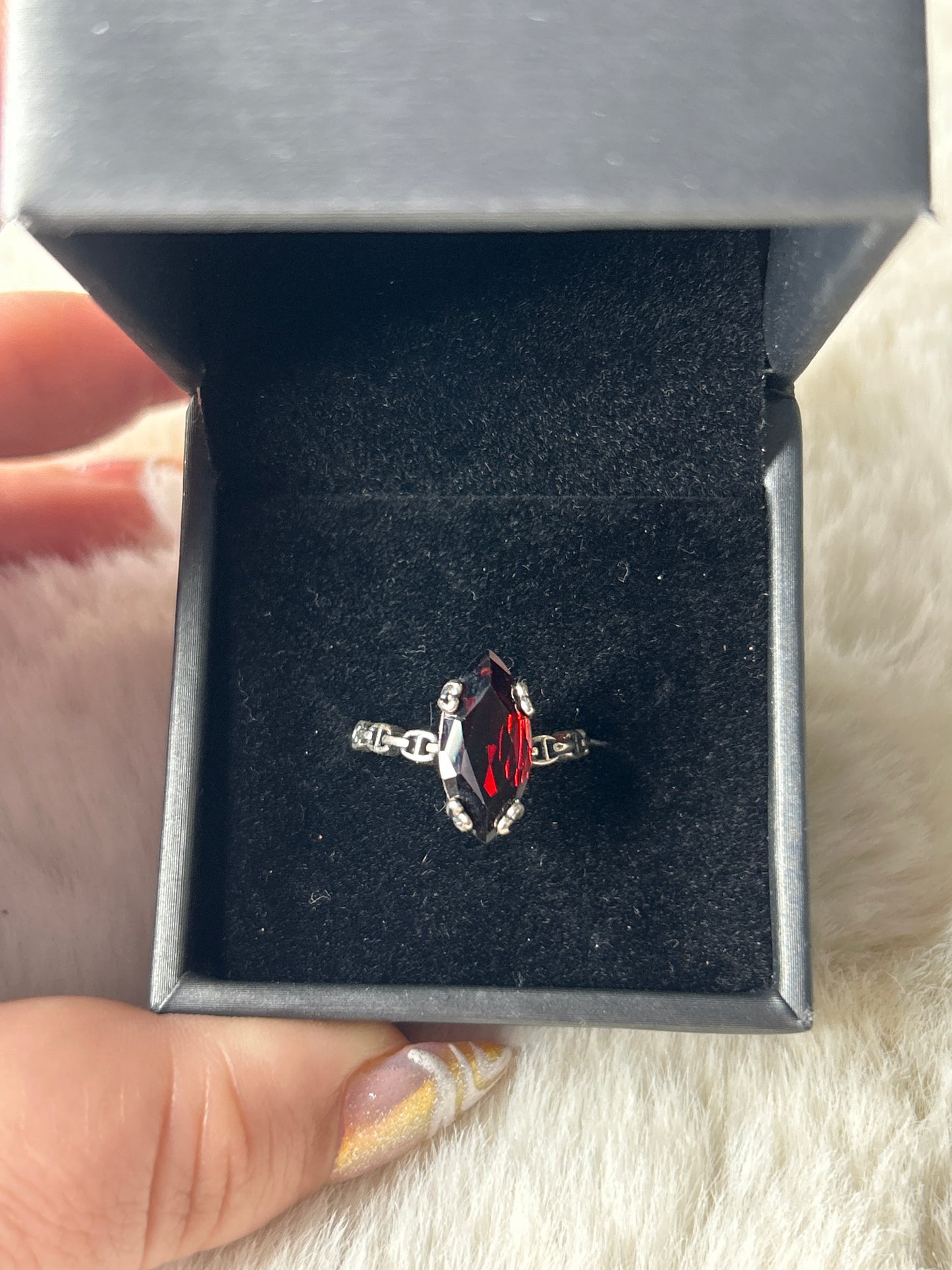 Garnet Ring 925 Sterling Silver
