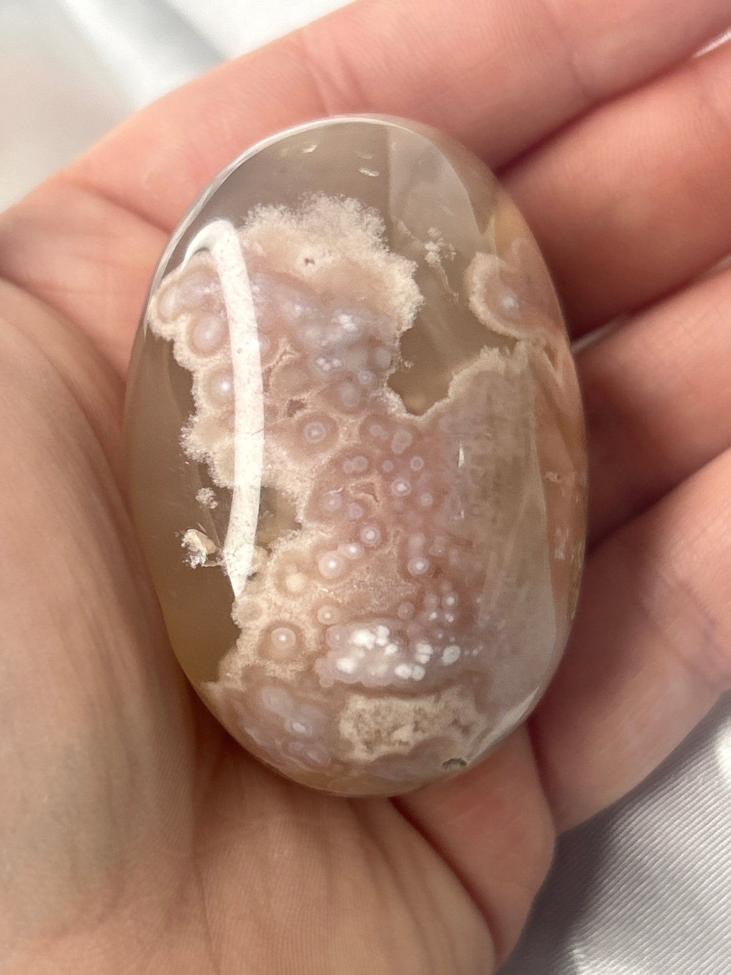 Flower Agate Palm Stone