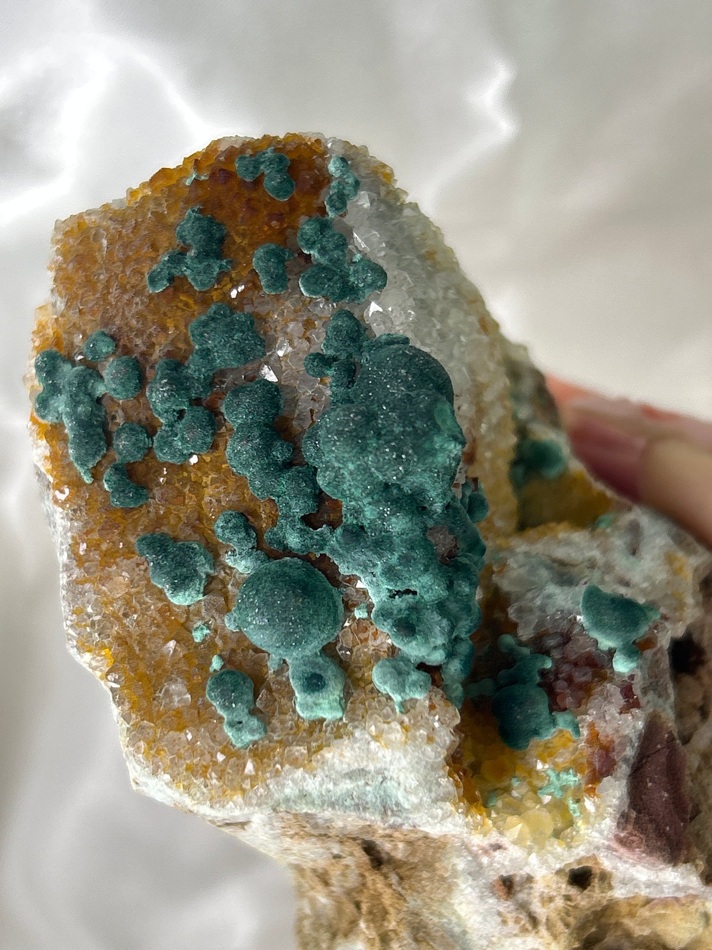 Botryoidal Malachite on Quartz