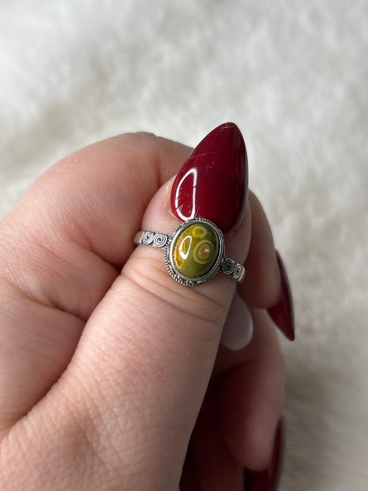 925 Sterling Silver Ocean Jasper Ring