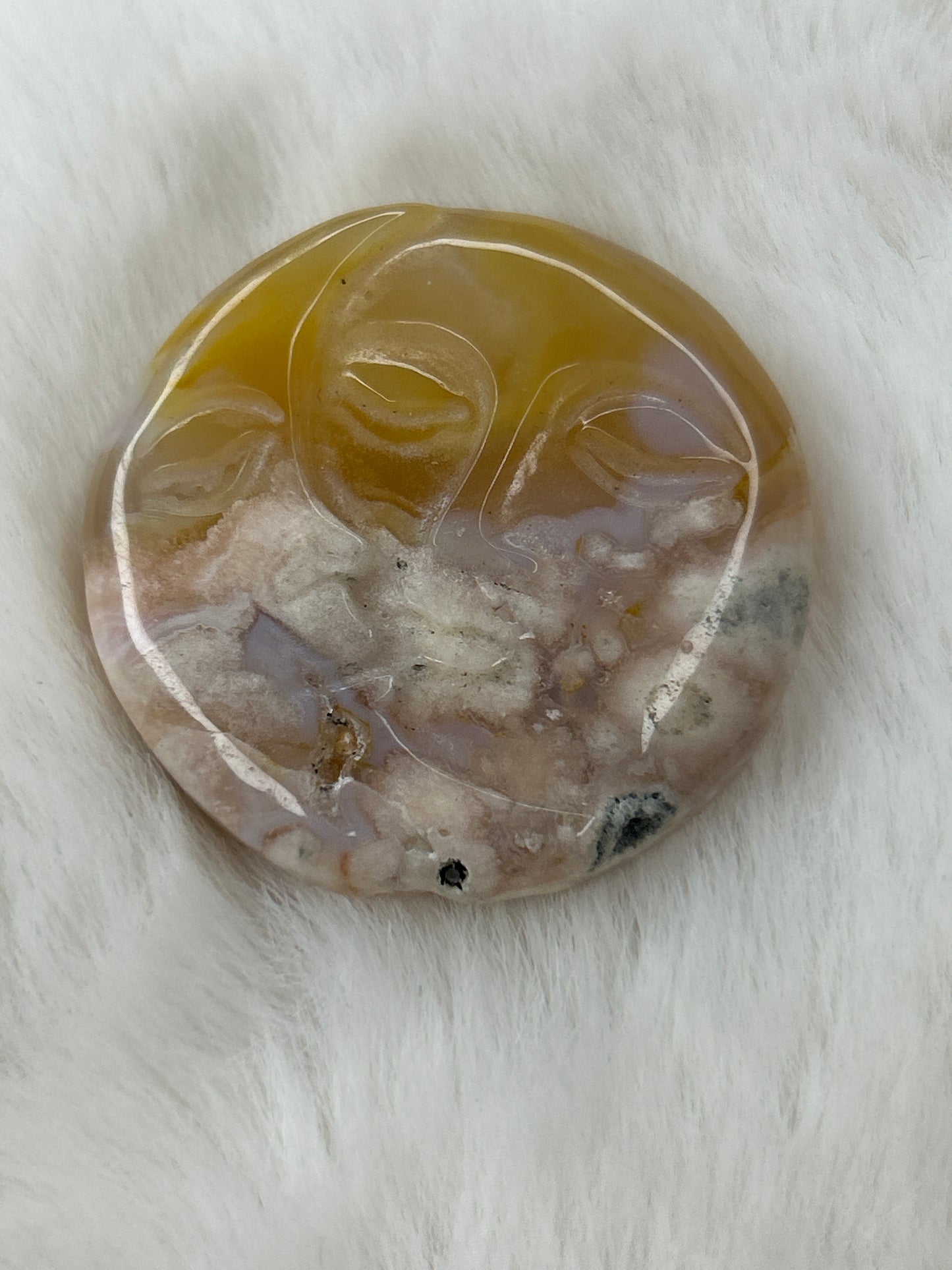 Flower Agate Sun and Moon Carving