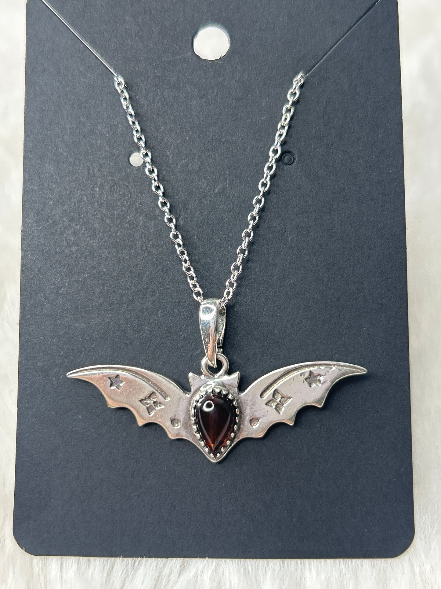 Amber Bat Necklace 925 Sterling Silver