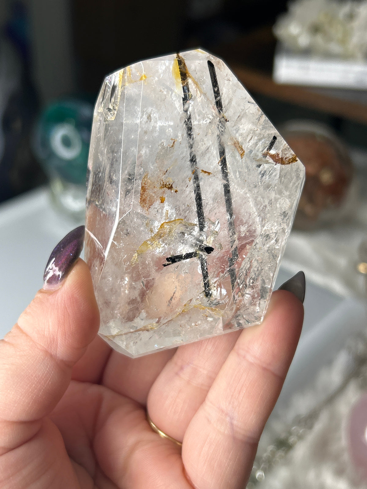 Black Tourmaline in Quartz Free Form