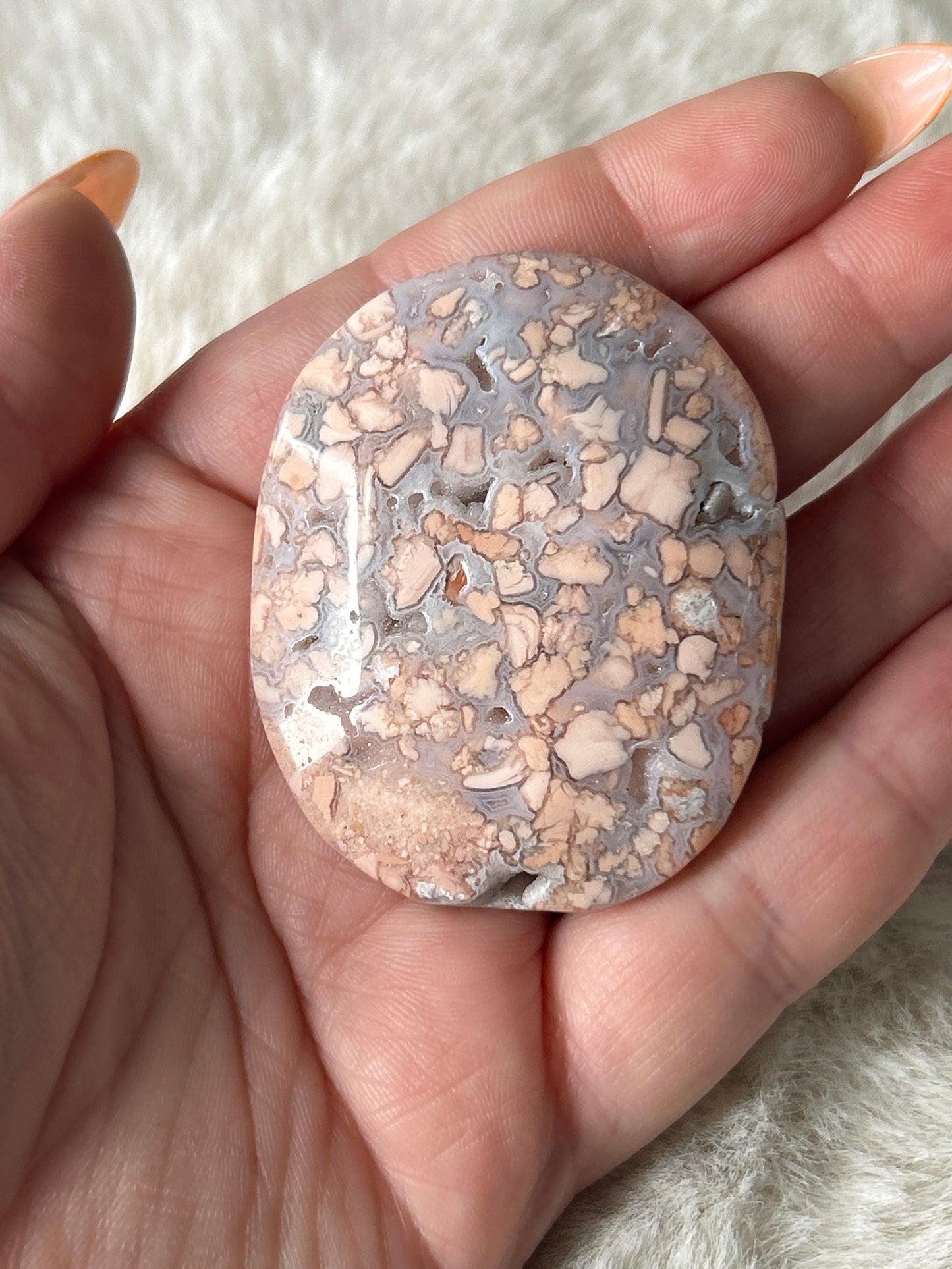 Cotton Candy Agate Palm Stone