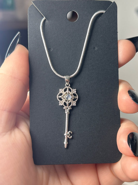 Moonstone key necklace