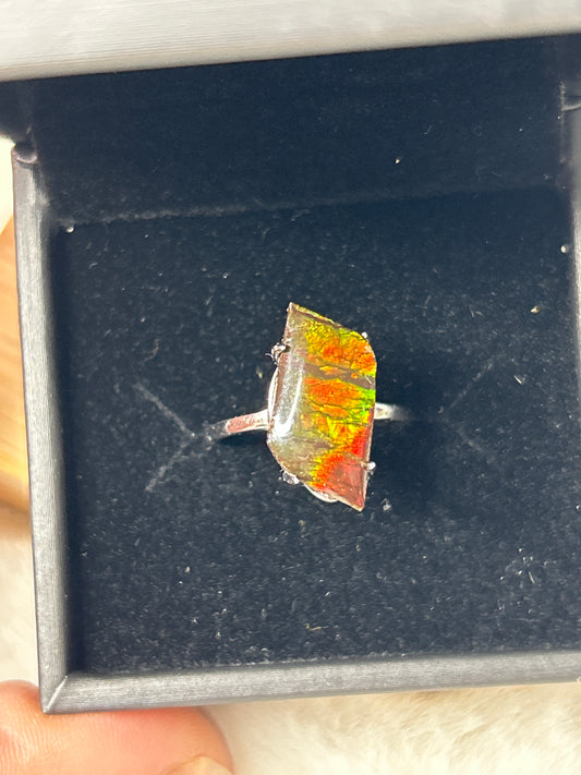 Ammolite Ring 925 Sterling Silver