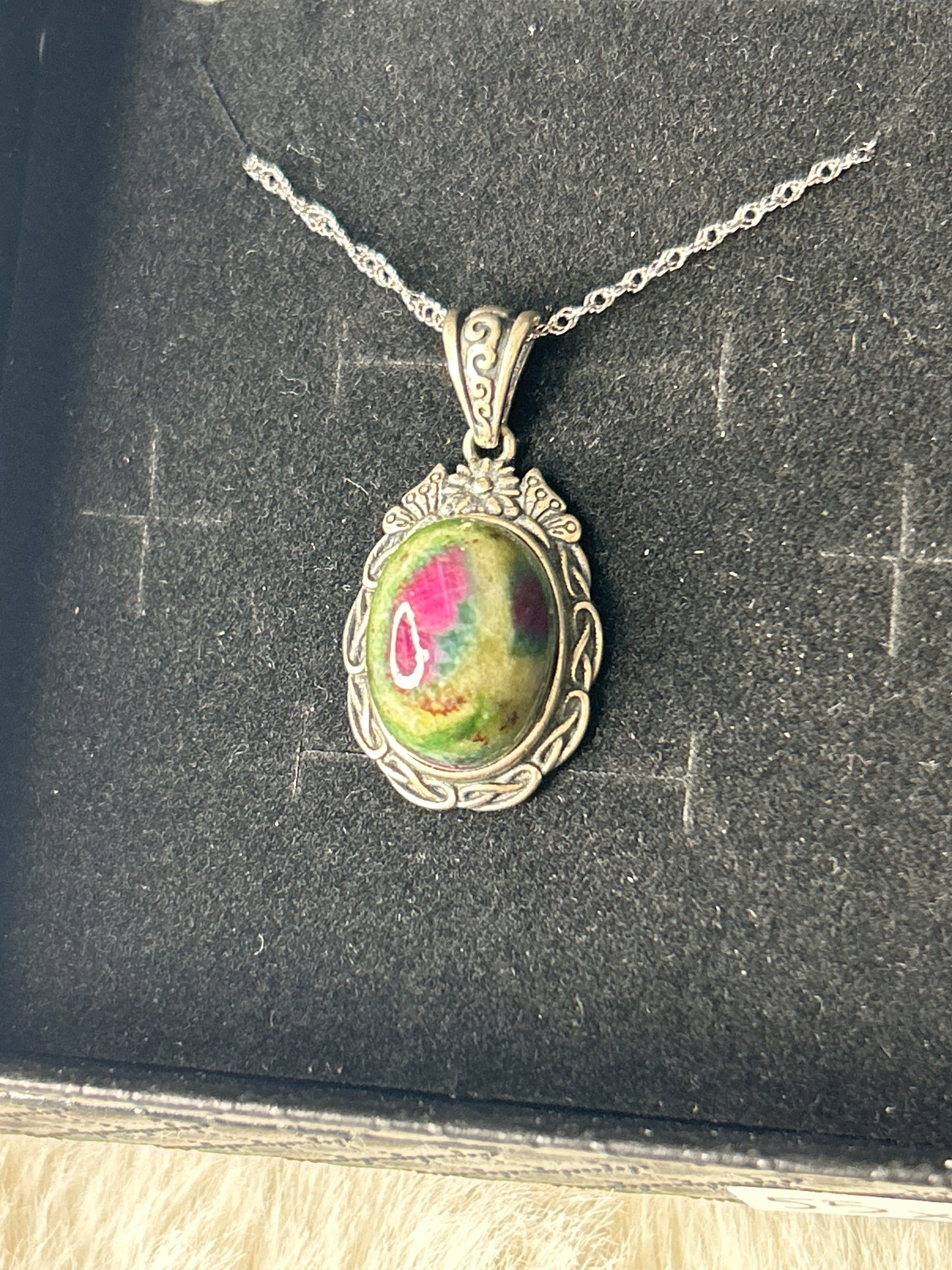 Ruby in Fuchsite 925 Sterling Silver Necklace