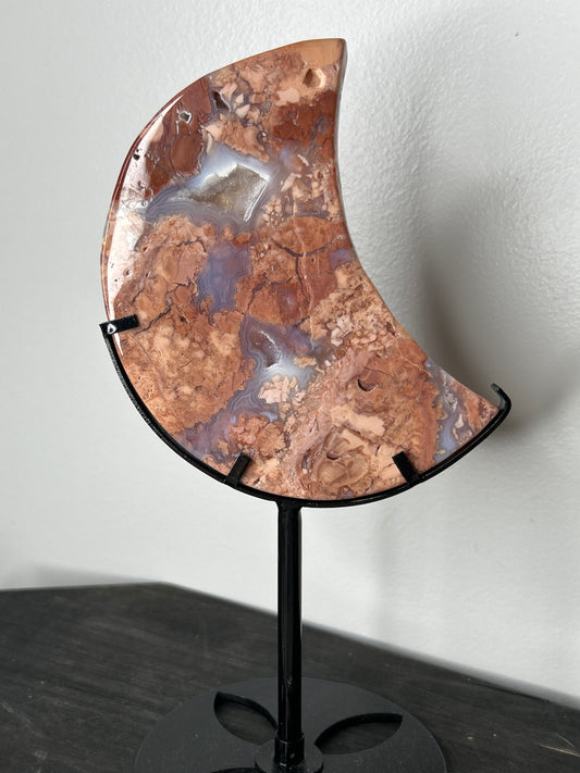 Cotton Candy Agate Moon on Stand