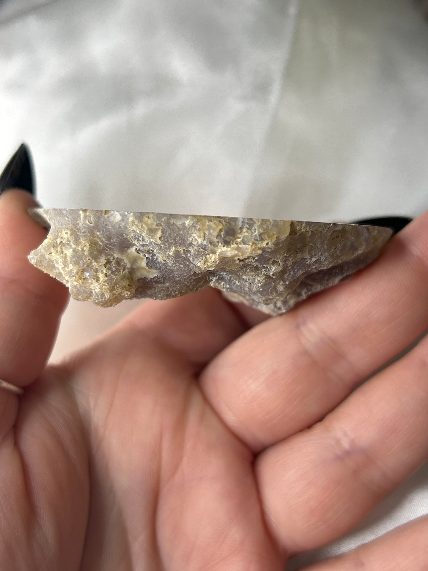 Laguna Agate Pastel Peach & Bubbly Chalcedony- Polished Half Nodule