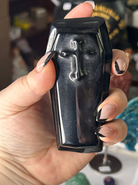 Obsidian Coffin with Opening Lid