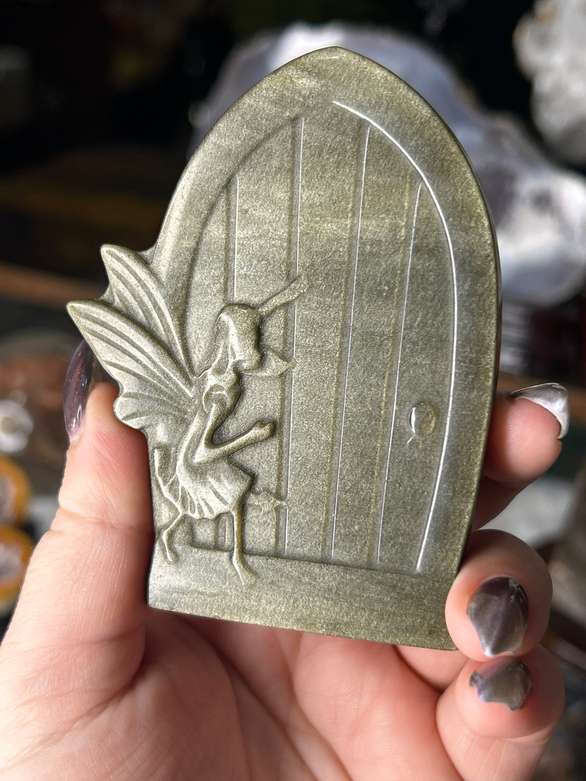 Gold Sheen Obsidian Fairy Door