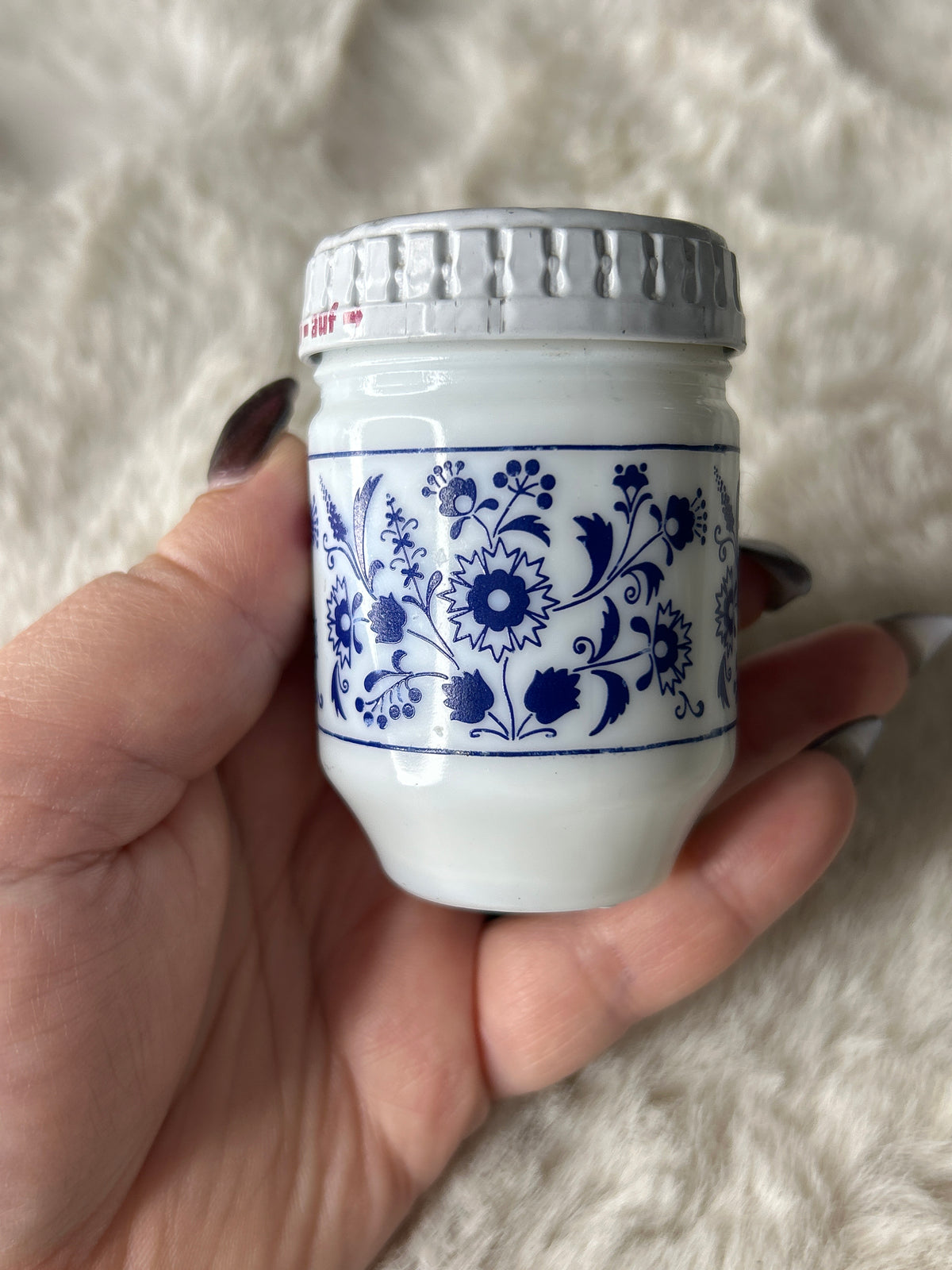 Vintage German Milk Glass Jar