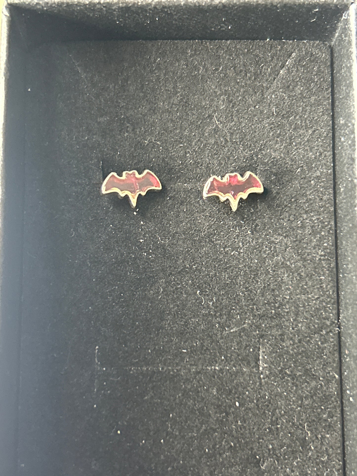 925 Sterling Silver Garnet Bat Studs
