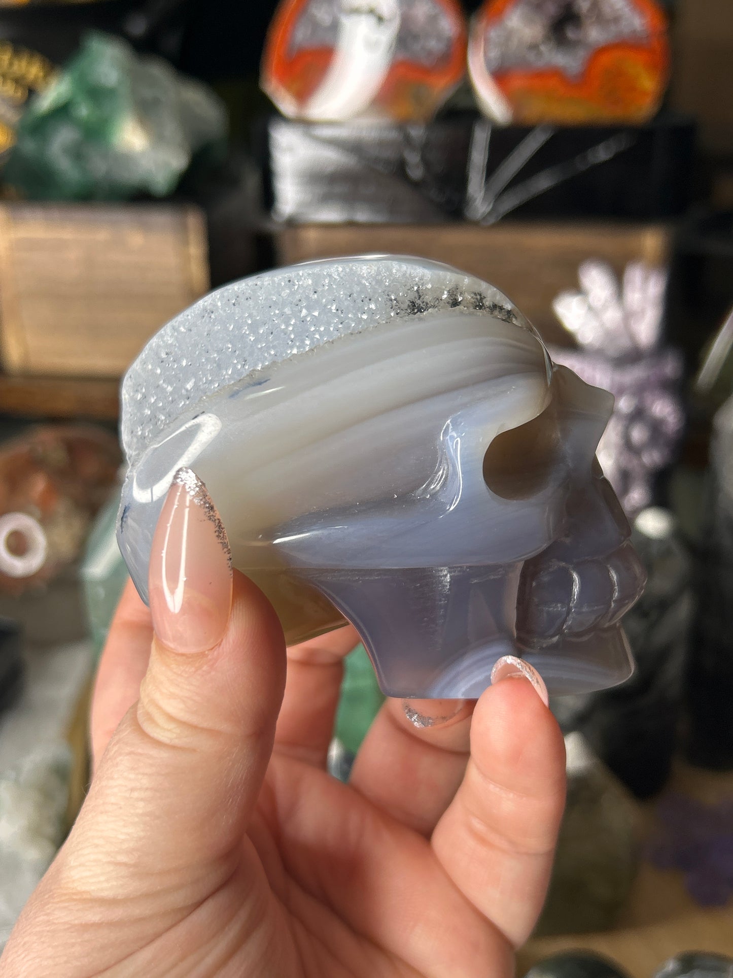 Druzy Agate Skull
