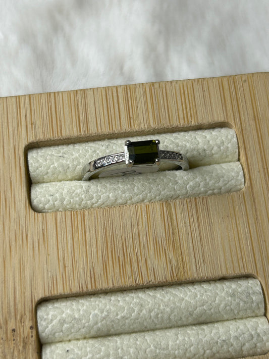 Green Tourmaline Ring- 925 Sterling Silver