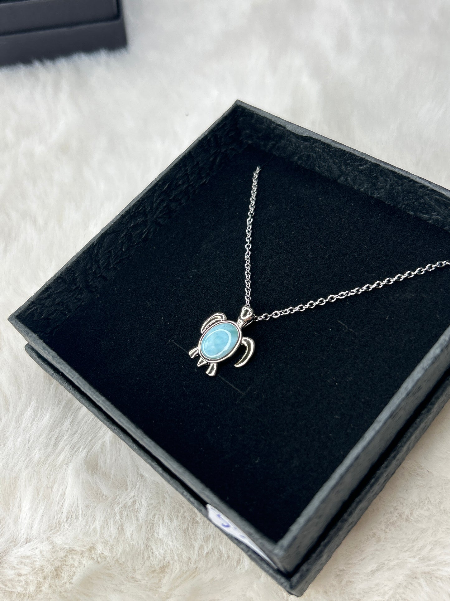 Larimar Turtle Necklace 925 Sterling Silver