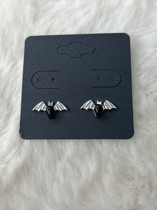 Cherry Amber Bat Studs 925 Sterling Silver