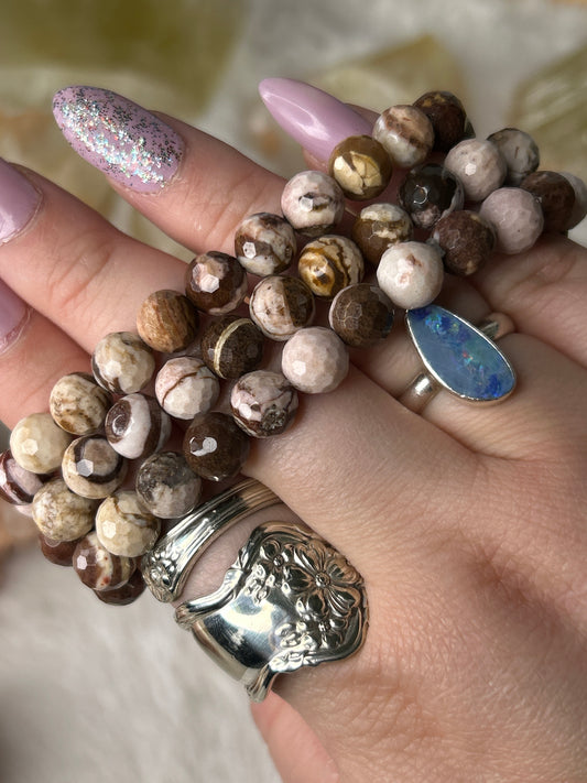 Faceted Brown Zebra Jasper Bracelet