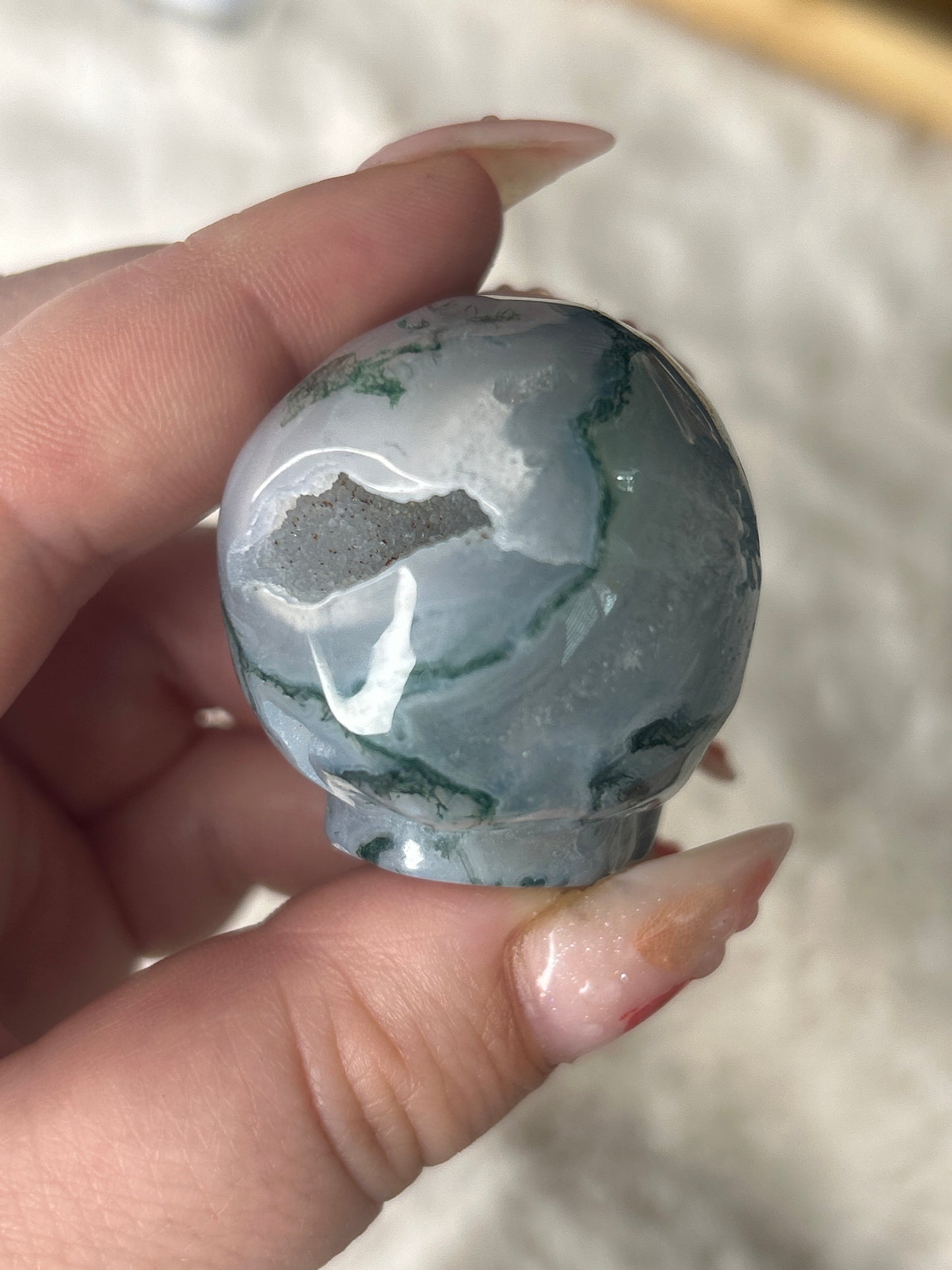 Moss Agate Skull